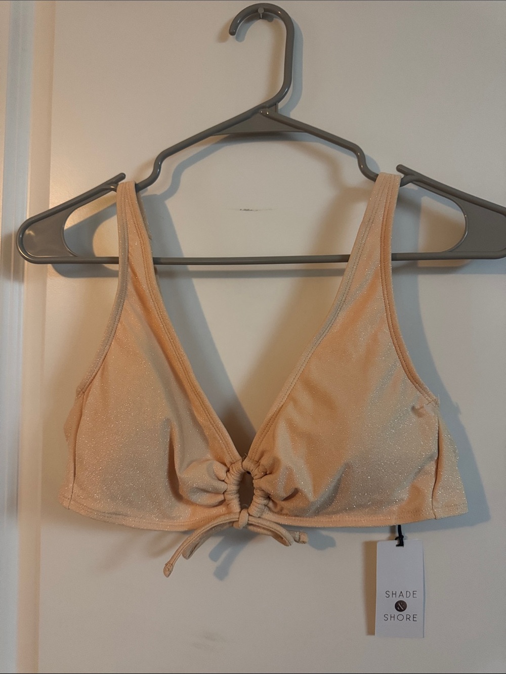 Shade & Shore Swimsuit Bikini Top size M 8-10 Yellow/Sparkling - NEW